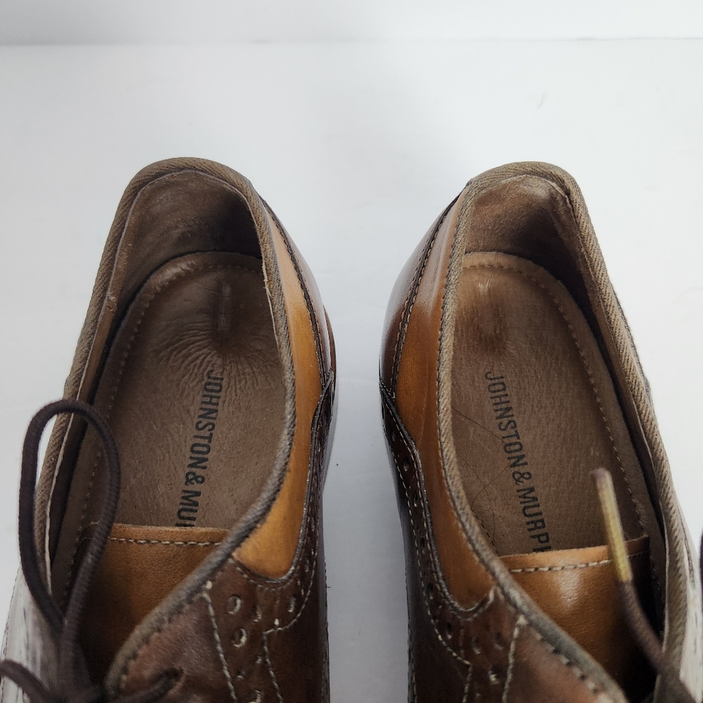 Johnston Murphy Mens 8.5 Brown Leather Conard Saddle Lace Up Dress Shoes 20-3316 - Picture 12 of 15